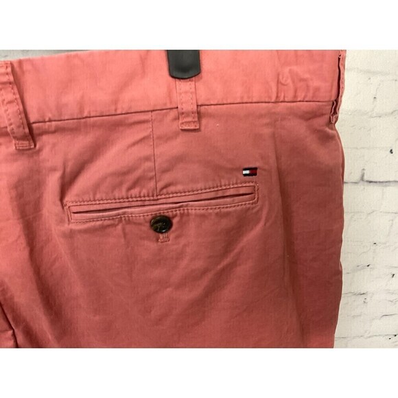 Tommy Hilfiger Men Khaki Red Chino Shorts Size 42 Pocket Stretch Comfort N1 - Picture 9 of 12